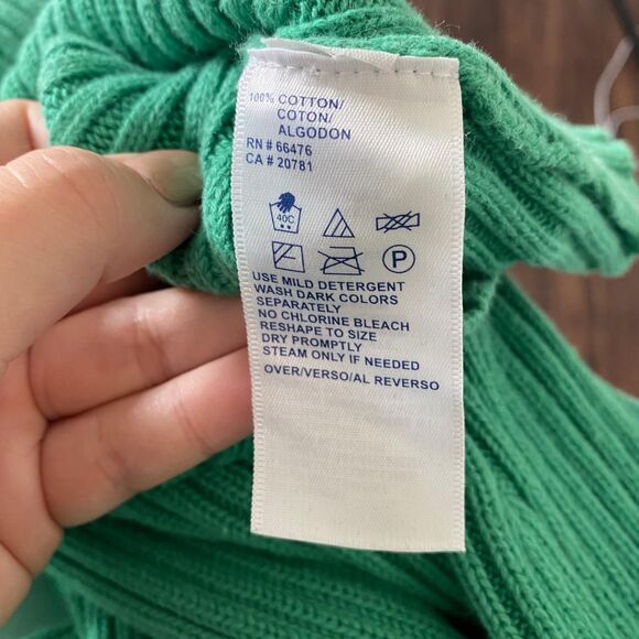 Early 2000's Preppy Tommy Hilfiger Green Cotton Knitted Turtleneck Sweater S - Picture 8 of 8